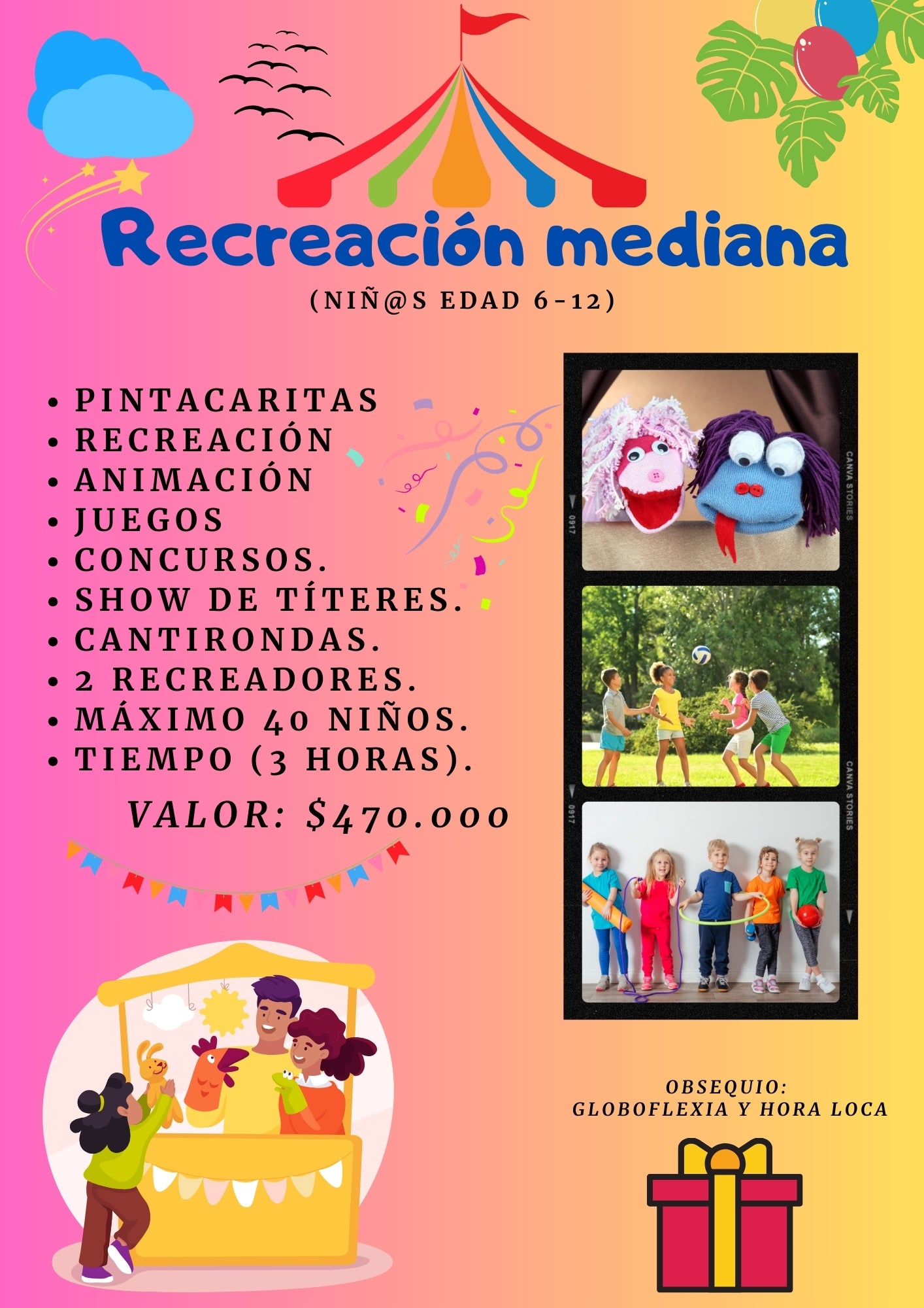 Recreación mediana 1 con teatrino para niños