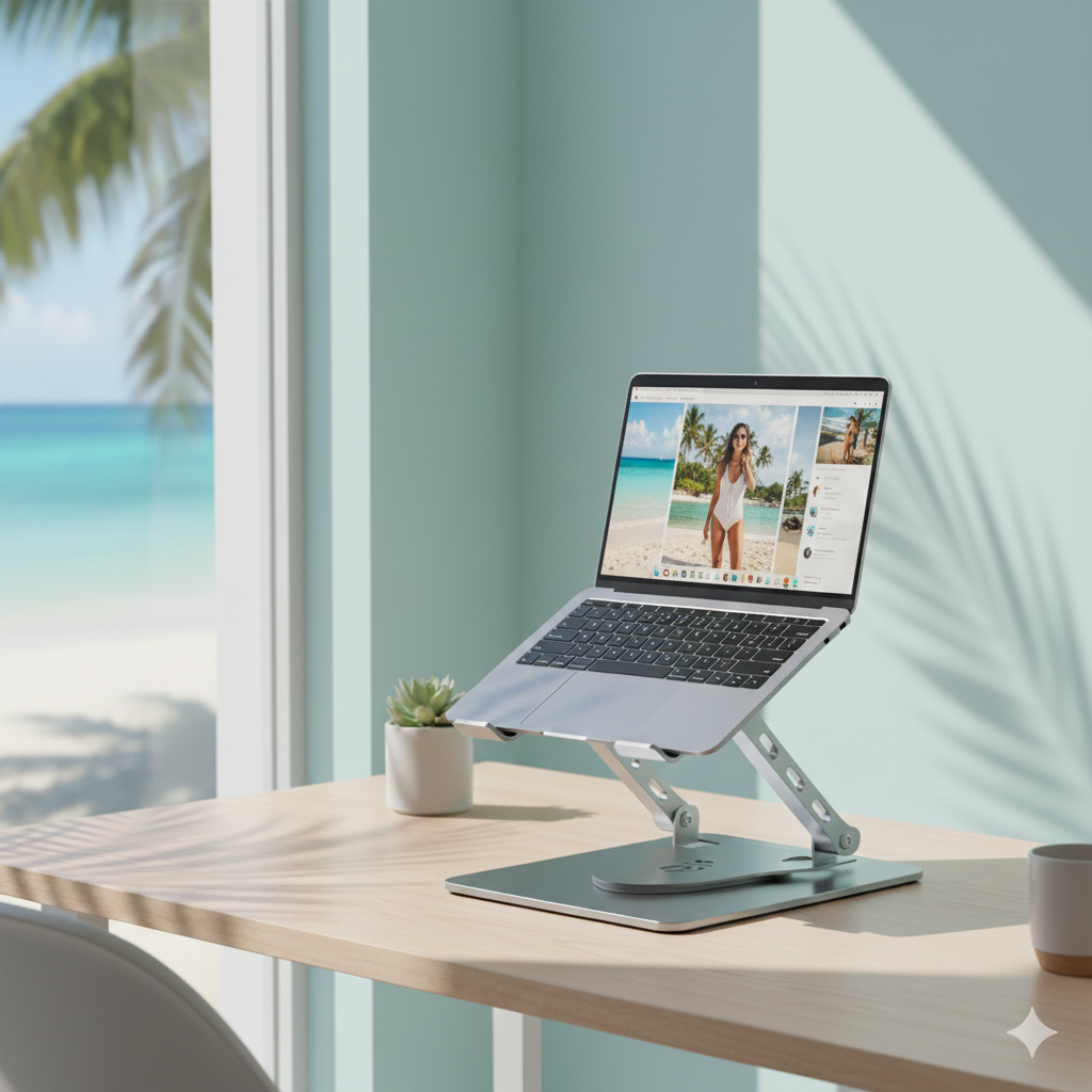 Base Metálica Ajustable para Laptop J29 – Ergonómica, Plegable & Ultra Resistente