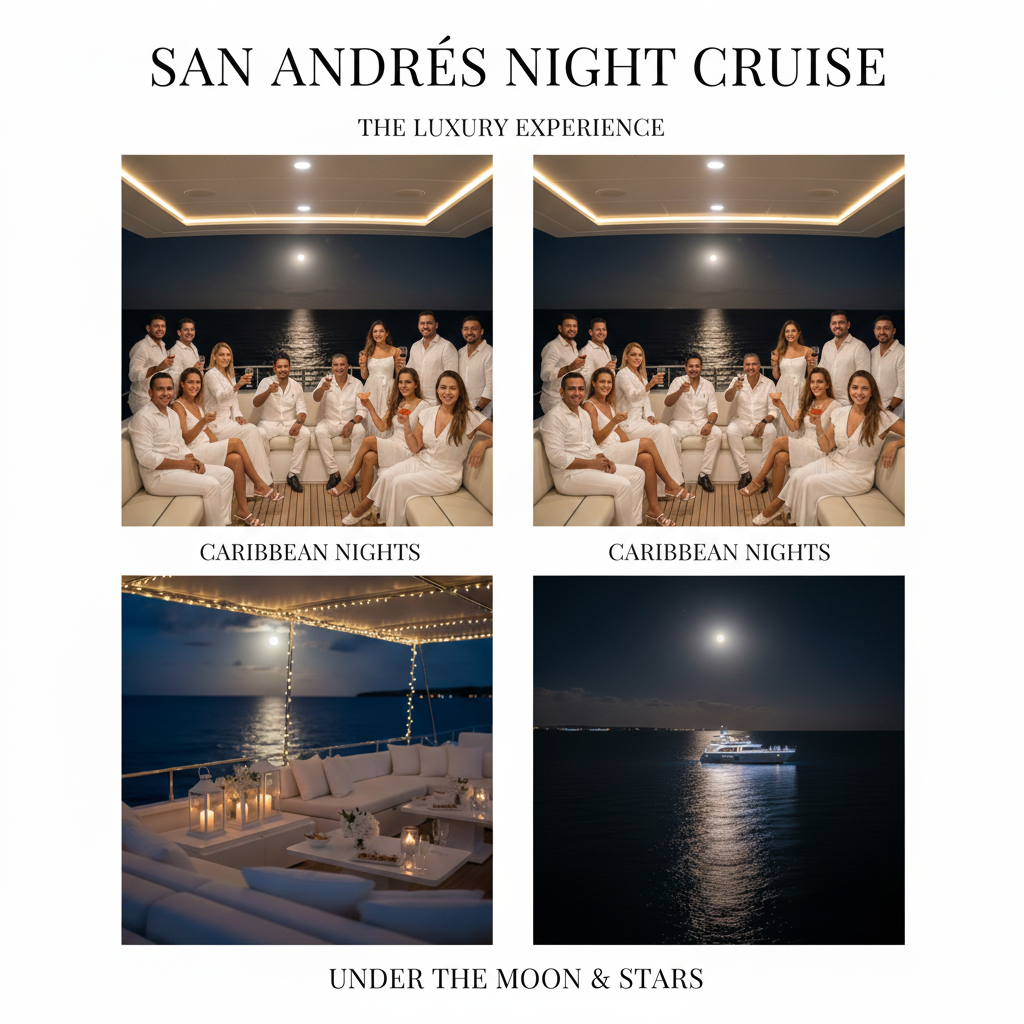 NOCHE BLANCA – EXPERIENCIA NOCTURNA EN EL MAR
Cena, música y magia bajo las estrellas del Caribe.