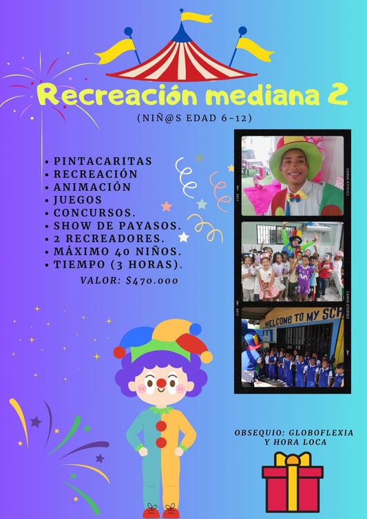 Recreación mediana 2 con show de payasos