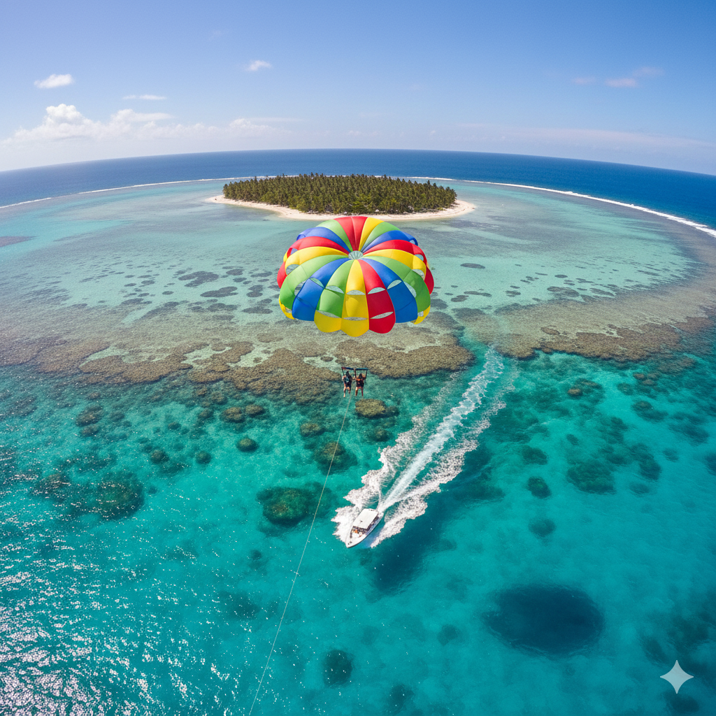 PARASAIL – VUELA SOBRE EL MAR DE LOS 7 COLORES

Vista aérea inolvidable del Caribe desde las alturas