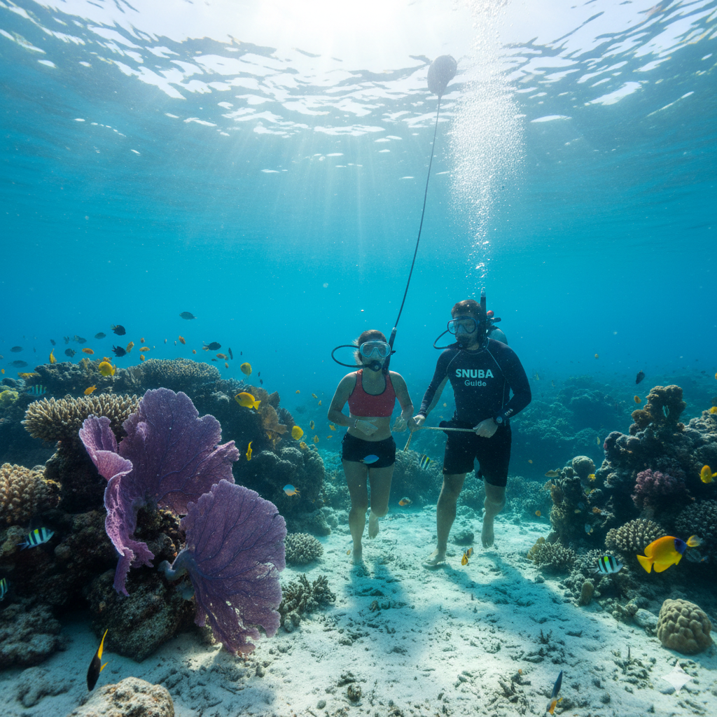 SNUBA – RESPIRA BAJO EL MAR SIN SER BUZO

Explora el fondo marino con total seguridad y sin certificación
