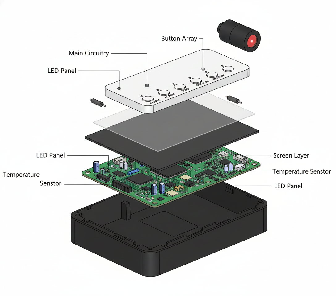 Reloj Digital con Proyección LED – Hora en el Techo, Alarma & Temperatura