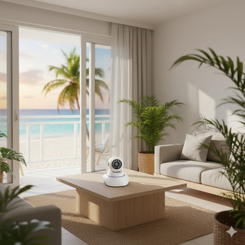 Cámara de Seguridad WiFi 3 Antenas – Rotación 360°, Visión Nocturna & Detección de Movimiento