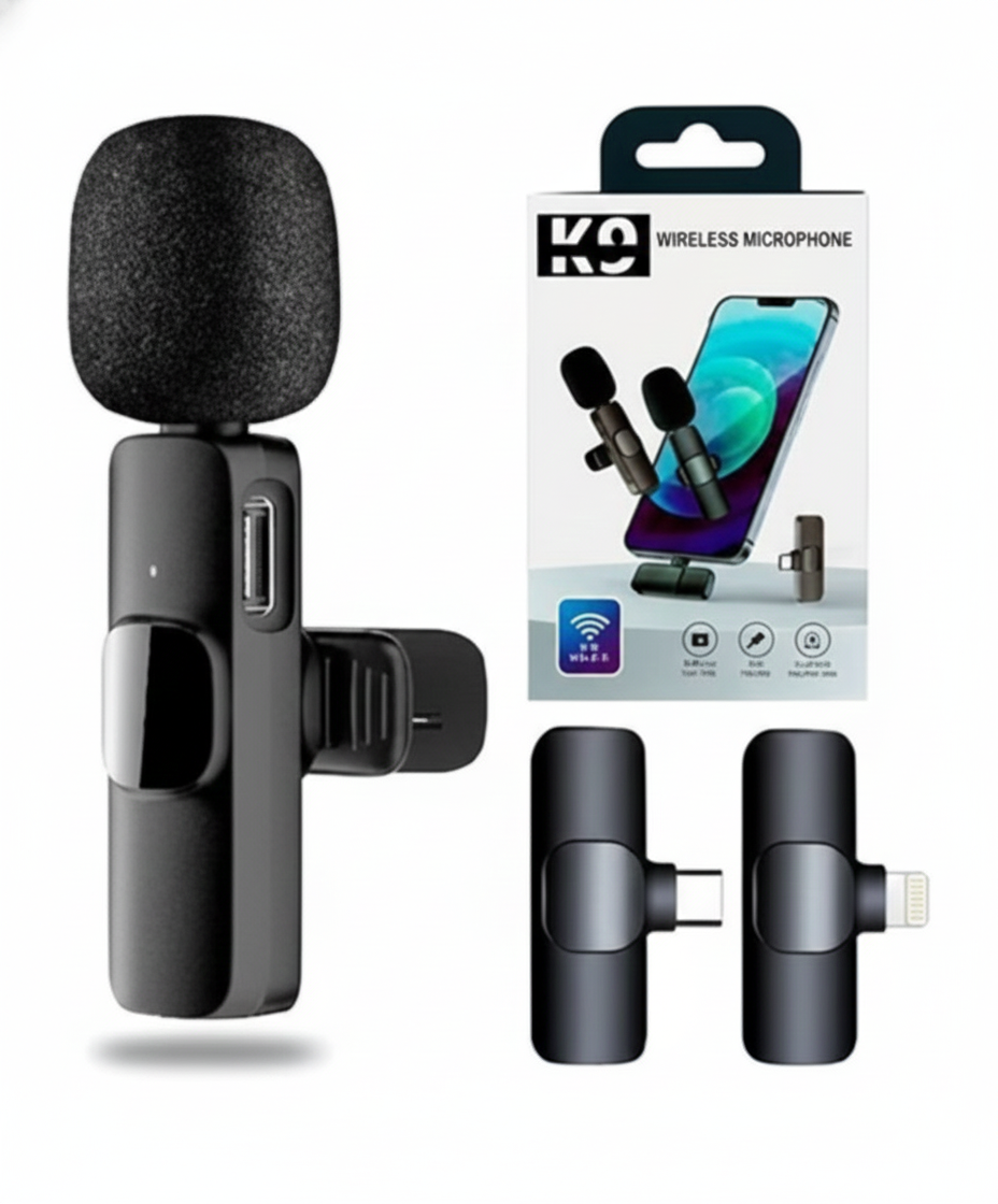 Micrófono Inalámbrico K9 – Audio Profesional | Reducción de Ruido + Plug & Play