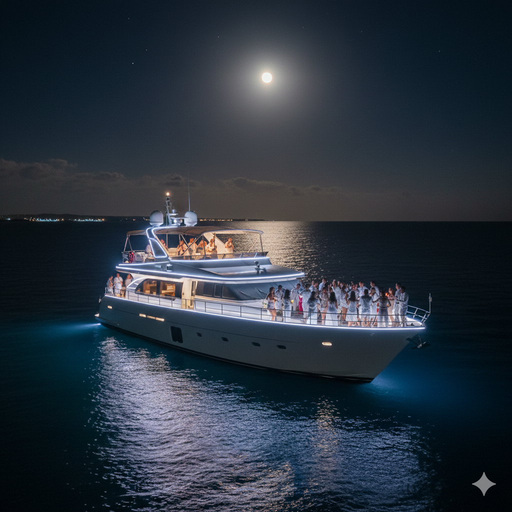 NOCHE BLANCA – EXPERIENCIA NOCTURNA EN EL MAR
Cena, música y magia bajo las estrellas del Caribe.