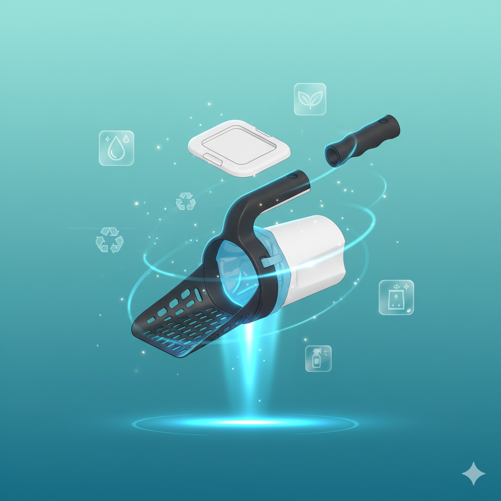 Recogedor de Arena para Gato 2 en 1 con Bolsas – Limpieza Rápida & Sin Olores