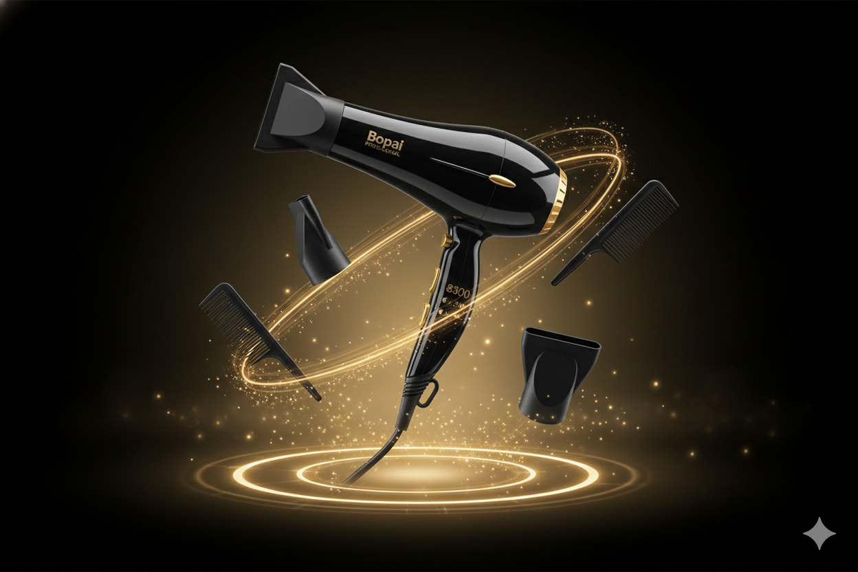 Secador Profesional Bopai 8300 – 5000W | Potencia Máxima + 4 Boquillas