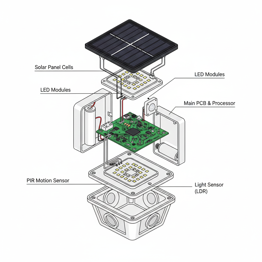 Lámpara Solar de Pared IP65 – Sensor de Movimiento, Exterior & Ahorro Energético