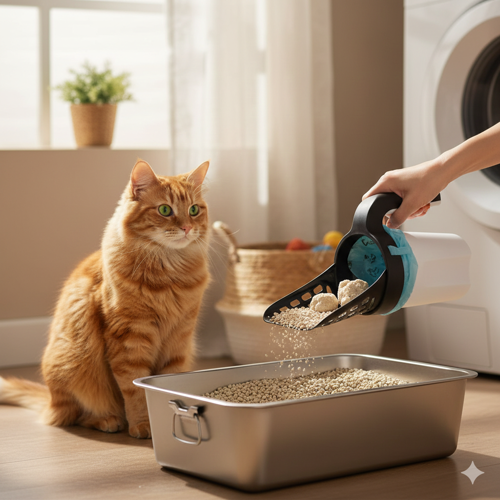 Recogedor de Arena para Gato 2 en 1 con Bolsas – Limpieza Rápida & Sin Olores