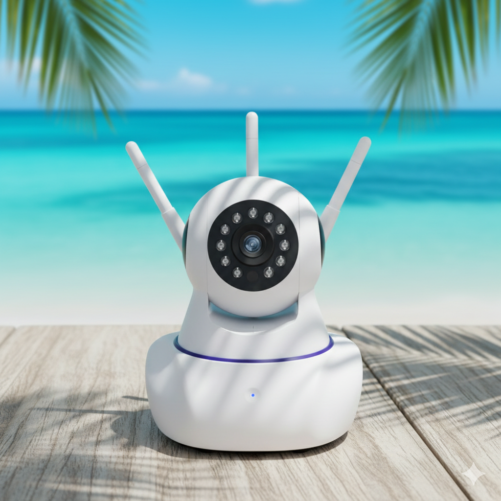 Cámara de Seguridad WiFi 3 Antenas – Rotación 360°, Visión Nocturna & Detección de Movimiento