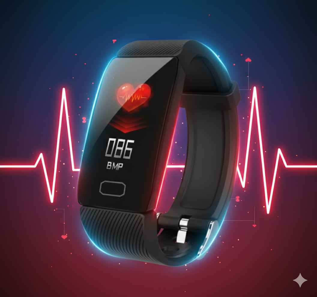 Smart Band Q1 – Pulsera Inteligente Fitness | Ritmo Cardíaco + Pasos + Notificaciones